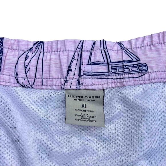 U.S POLO ASSN Men’s Pink Swim Shorts W/ Sailboat Pattern Size XL - Picture 3 of 3